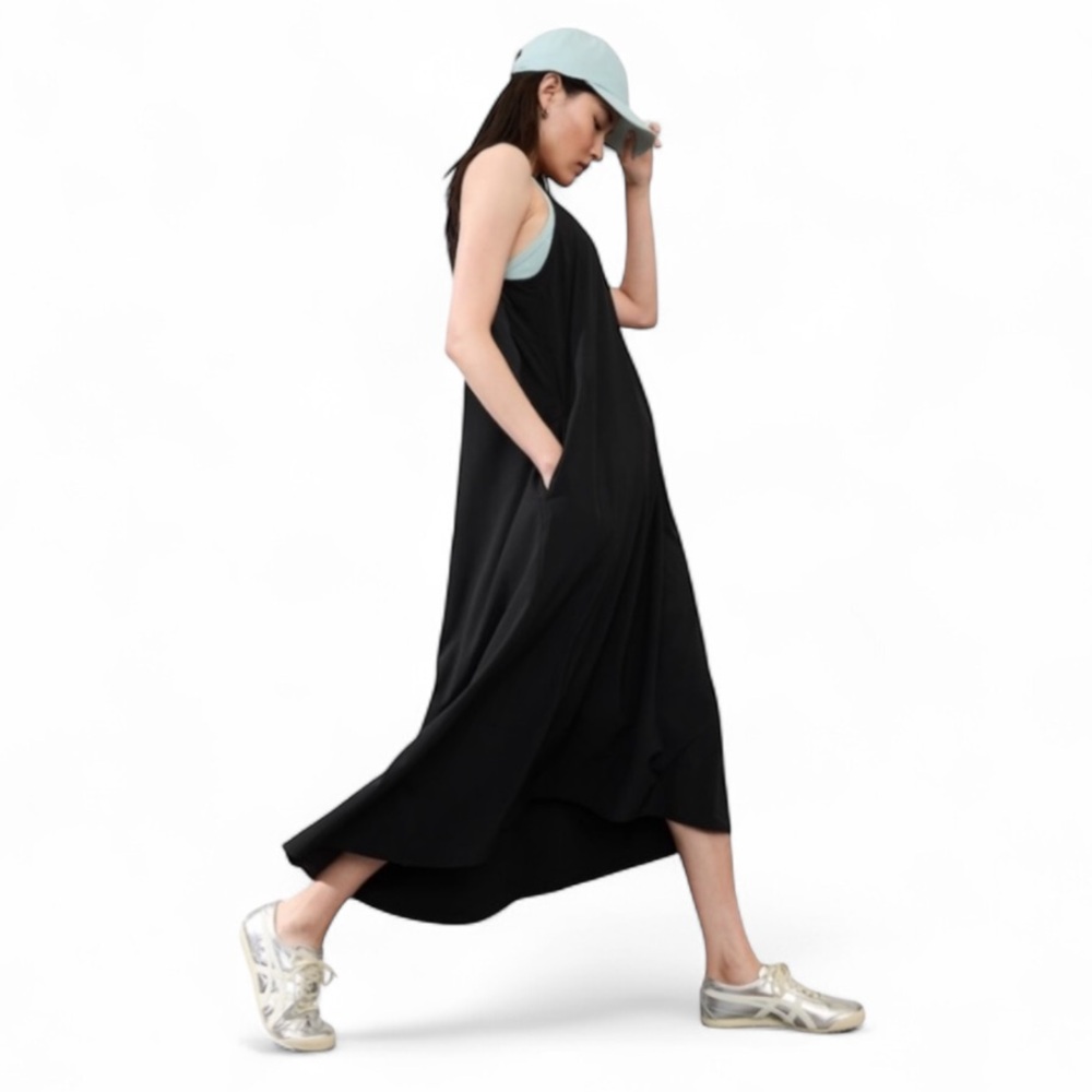 ❤️ Athleta Presidio Travel Dress Black Maxi Racerback Size XS